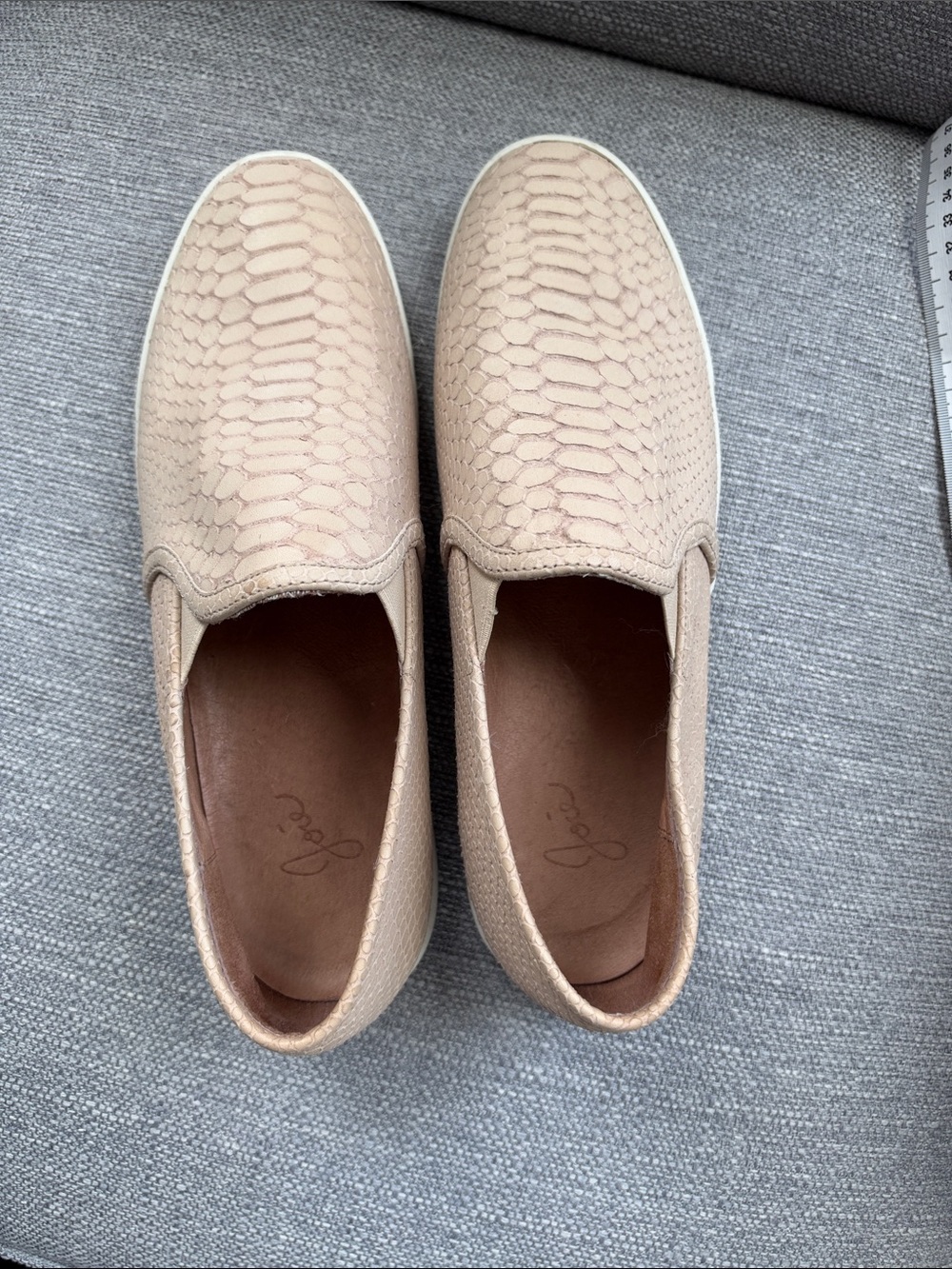 Joie Light Pink Snakeskin Embossed Slip On Sneakers Size 39